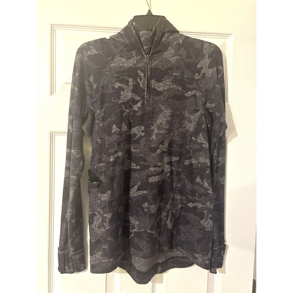 Lululemon Warm Stabilizer 1/2 Zip Hoodie Incognito Camo HTR Black Size 4